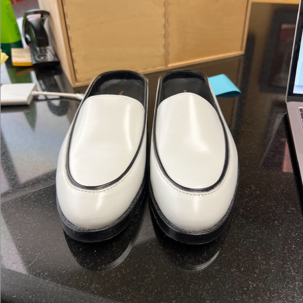 WANT Les Essentiels White & Black Leather Loafers - Picture 2 of 5